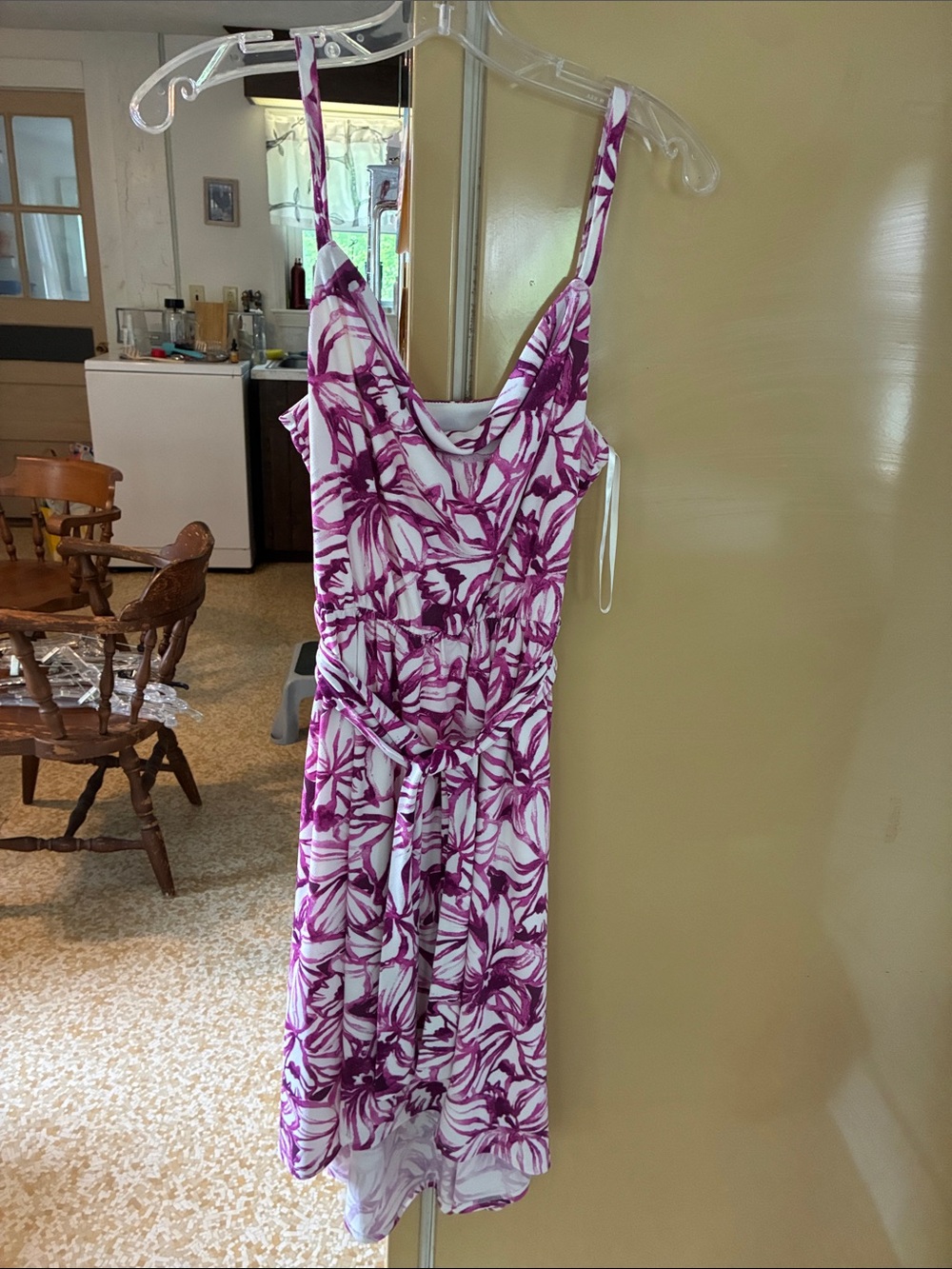 Ann Taylor White and Magenta Floral Dress